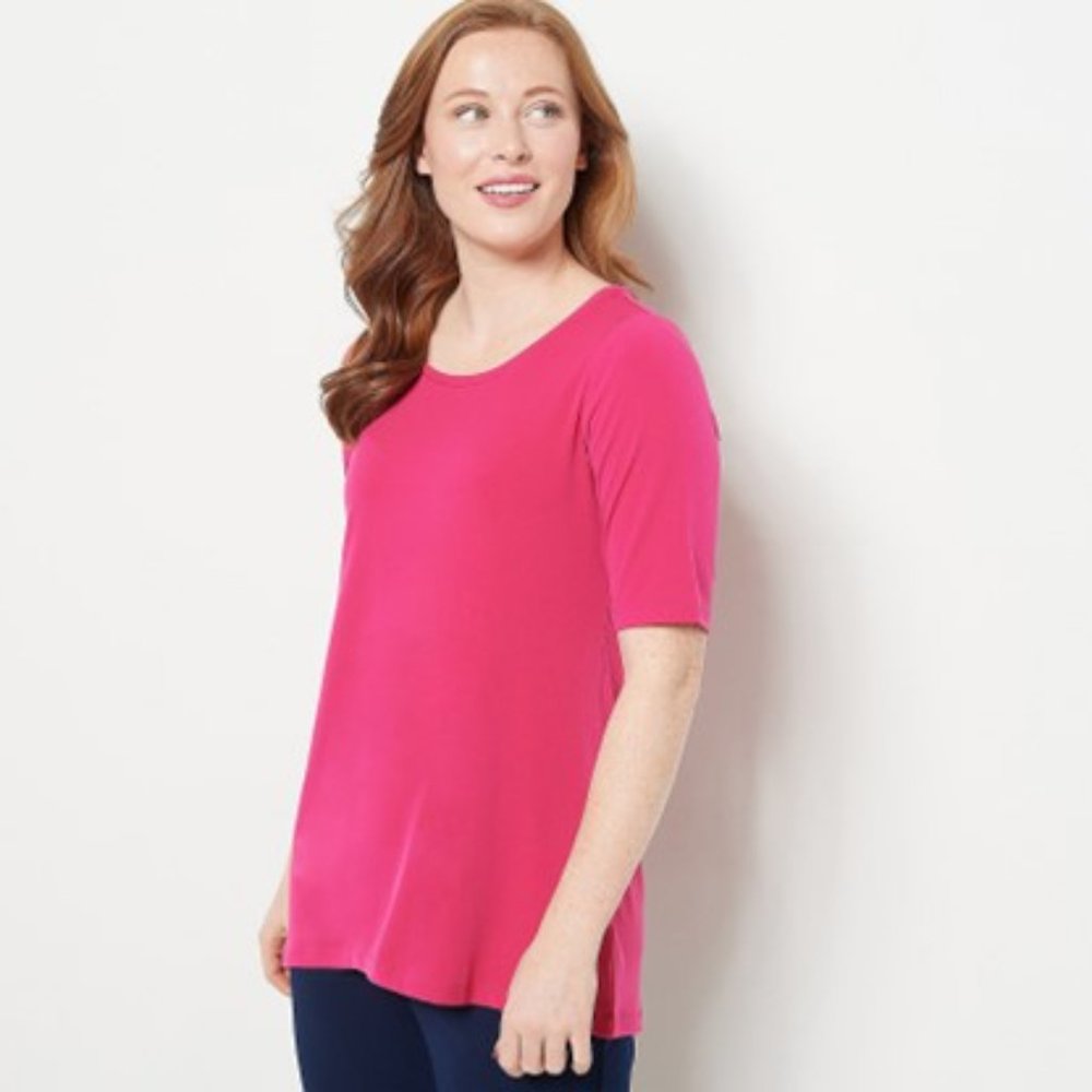 Susan Graver Regular Modern Essential Liquid Knit Hi Low Tunic NWOT